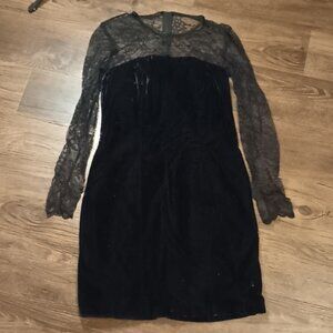 Hugo Buscati Collection Black Velvet and Lace Dress UUU